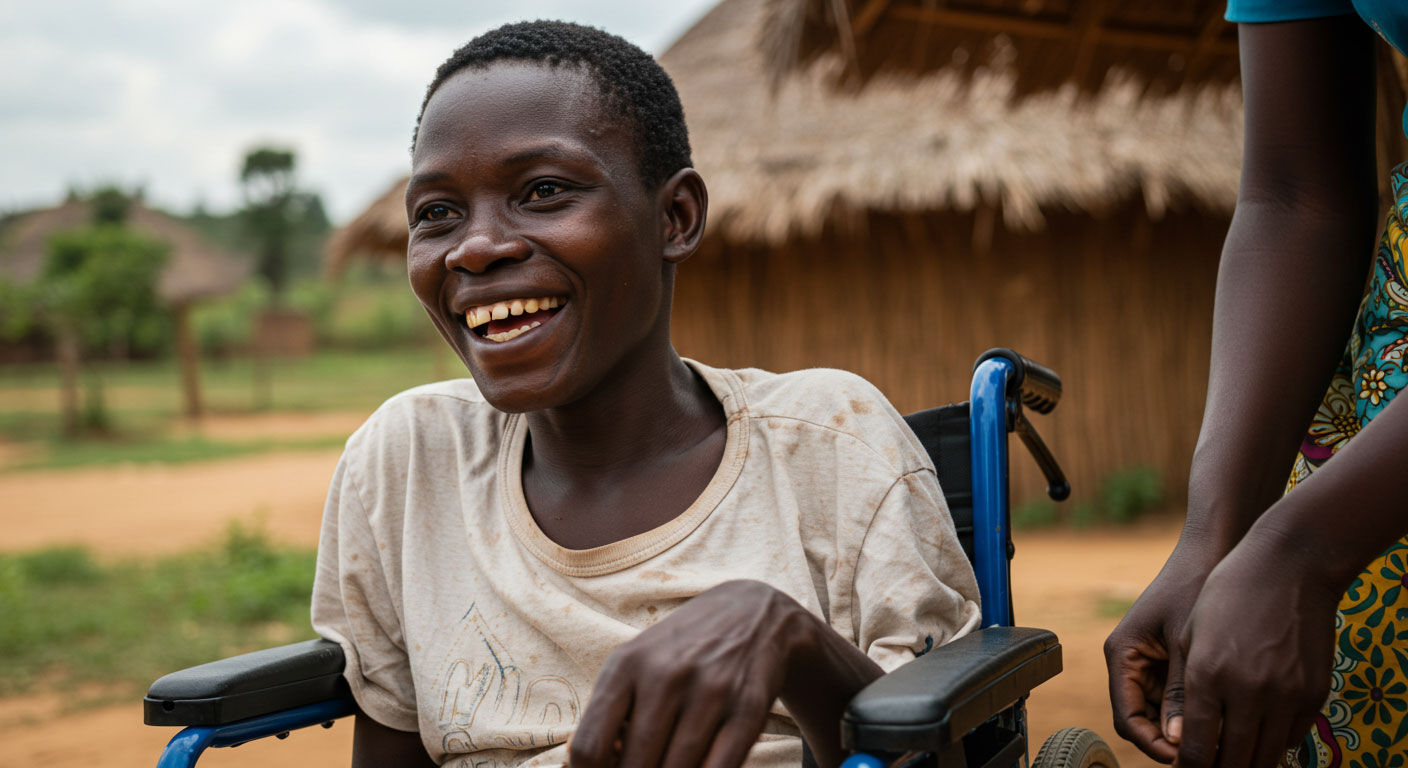 Elderly woman smiling in Rakai District