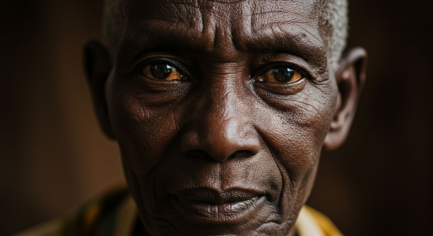 Elderly woman smiling in Rakai District