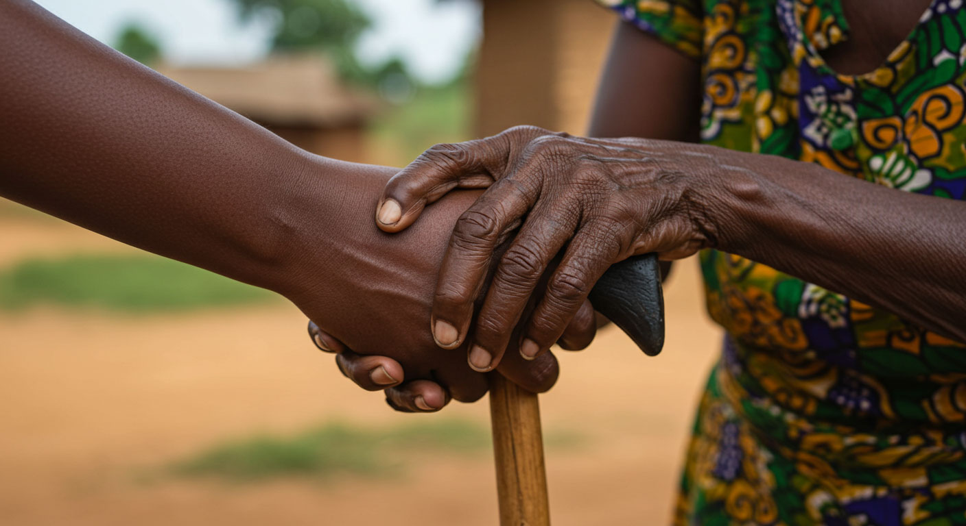 Elderly woman smiling in Rakai District